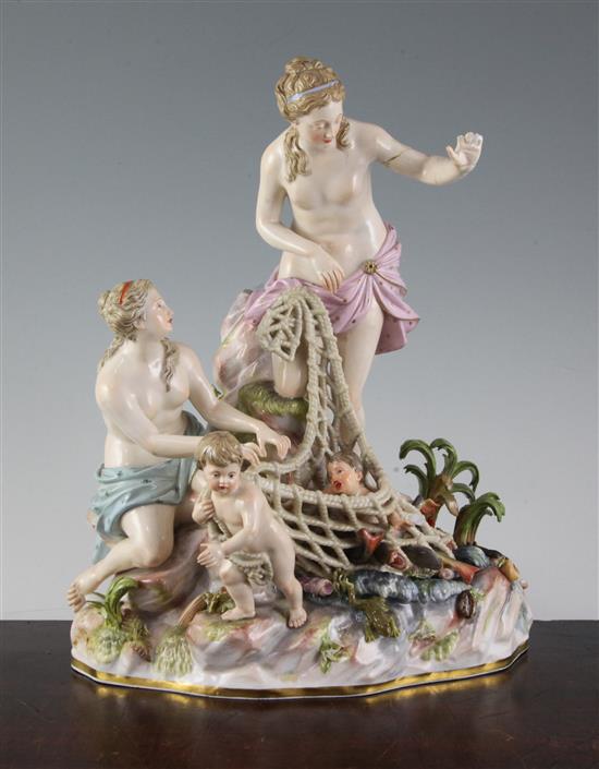 A large Meissen group of the Capture of the Tritons, height 30.5cm, damage